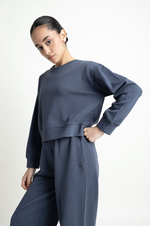 The Blue Cropped Sweats Set